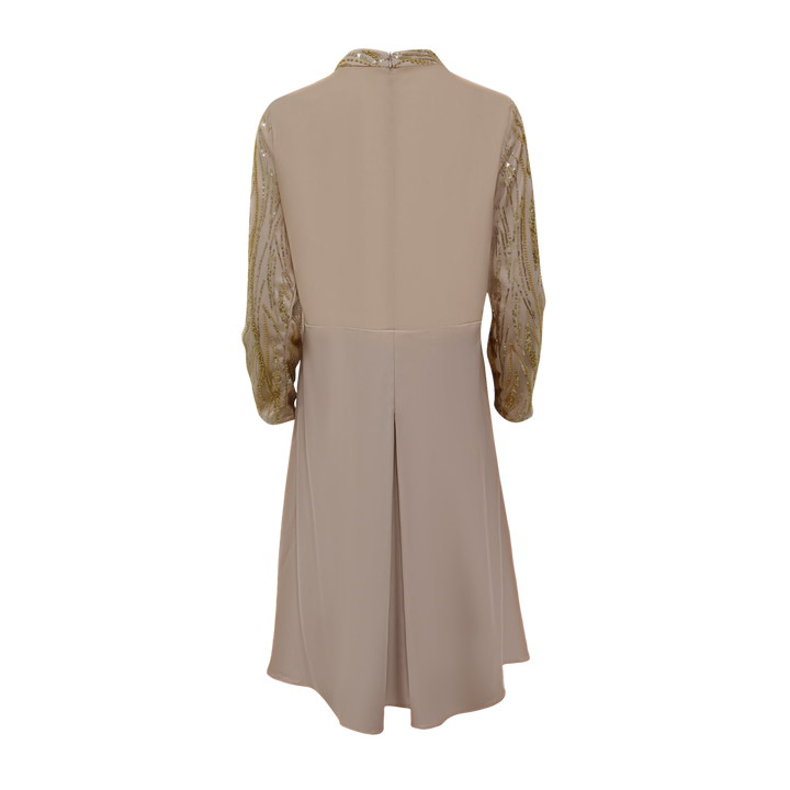 Mi Vida Signature Gold irana long dress with lace sleeve (7483148533783)