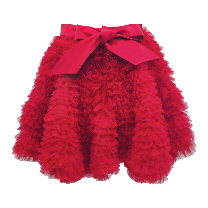 English Tulle mini red skirt (7425285619735)