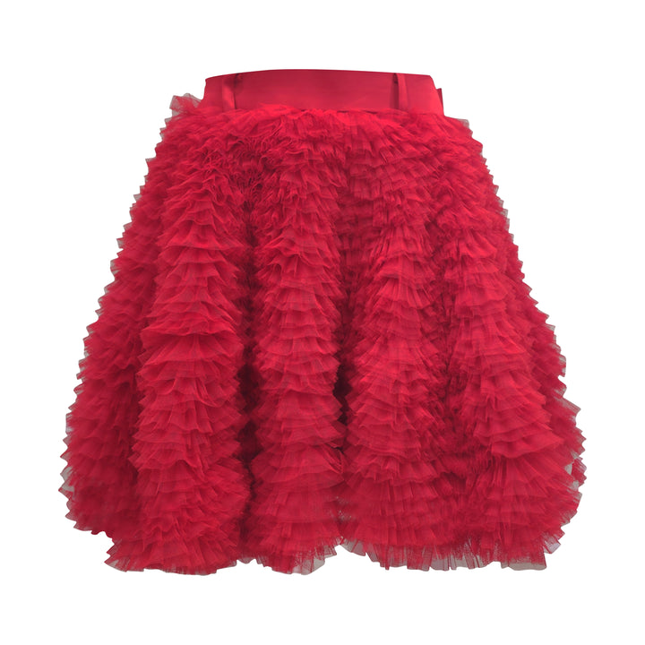 English Tulle mini red skirt (7425285619735)