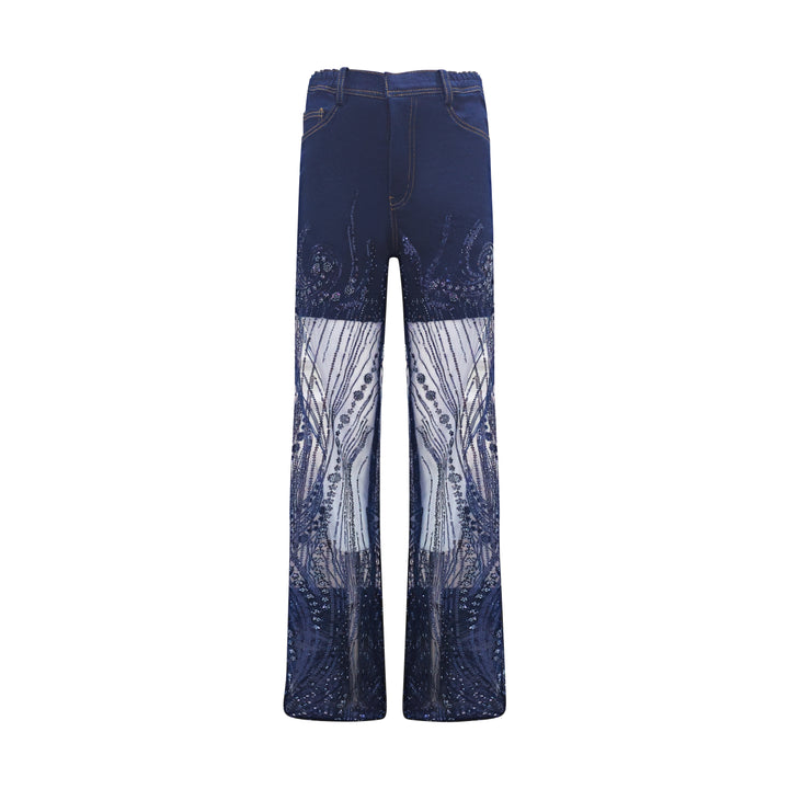 Signature Denim with lace cullote pant (7766392045591)