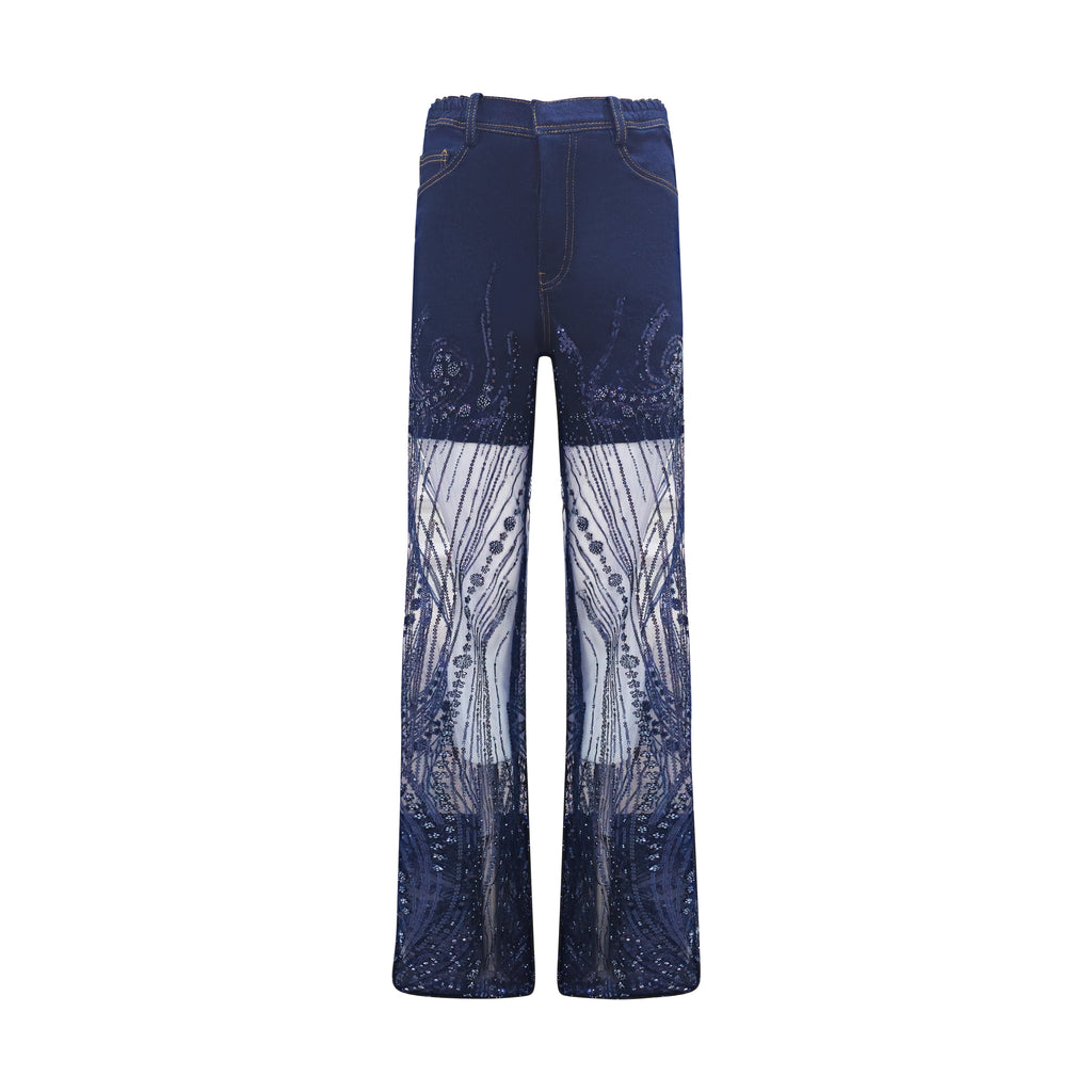 Signature Denim with lace cullote pant (7766392045591)