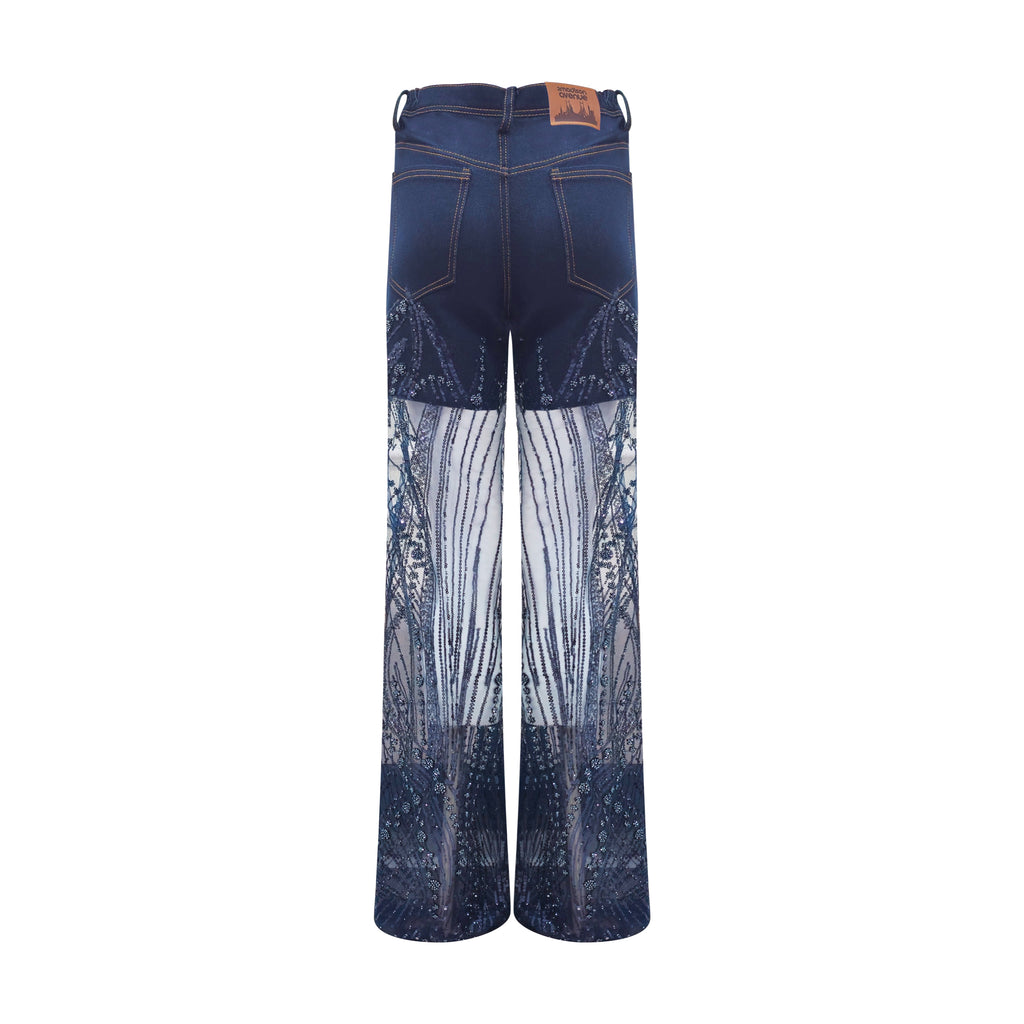 Signature Denim with lace cullote pant (7766392045591)