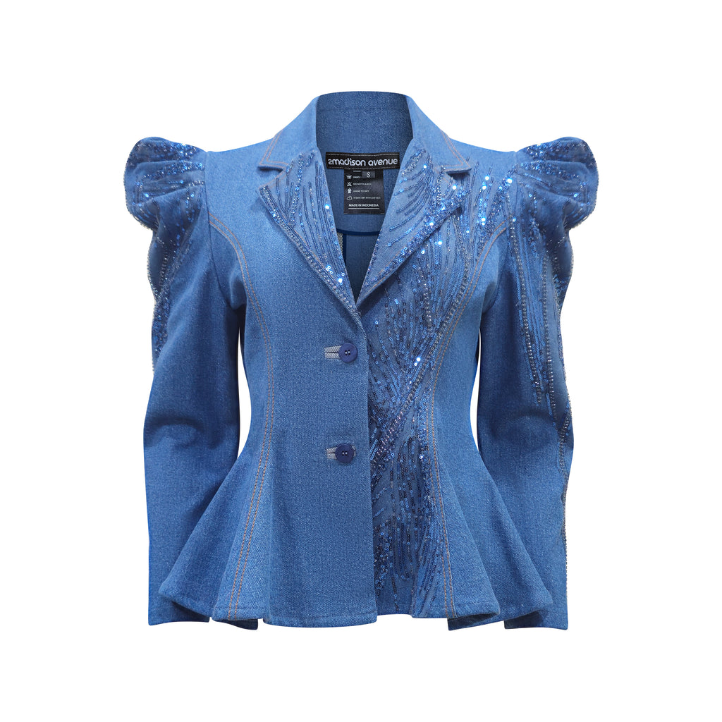 Signature Denim Light Blue samantha blazer with sequin (7766384443415)