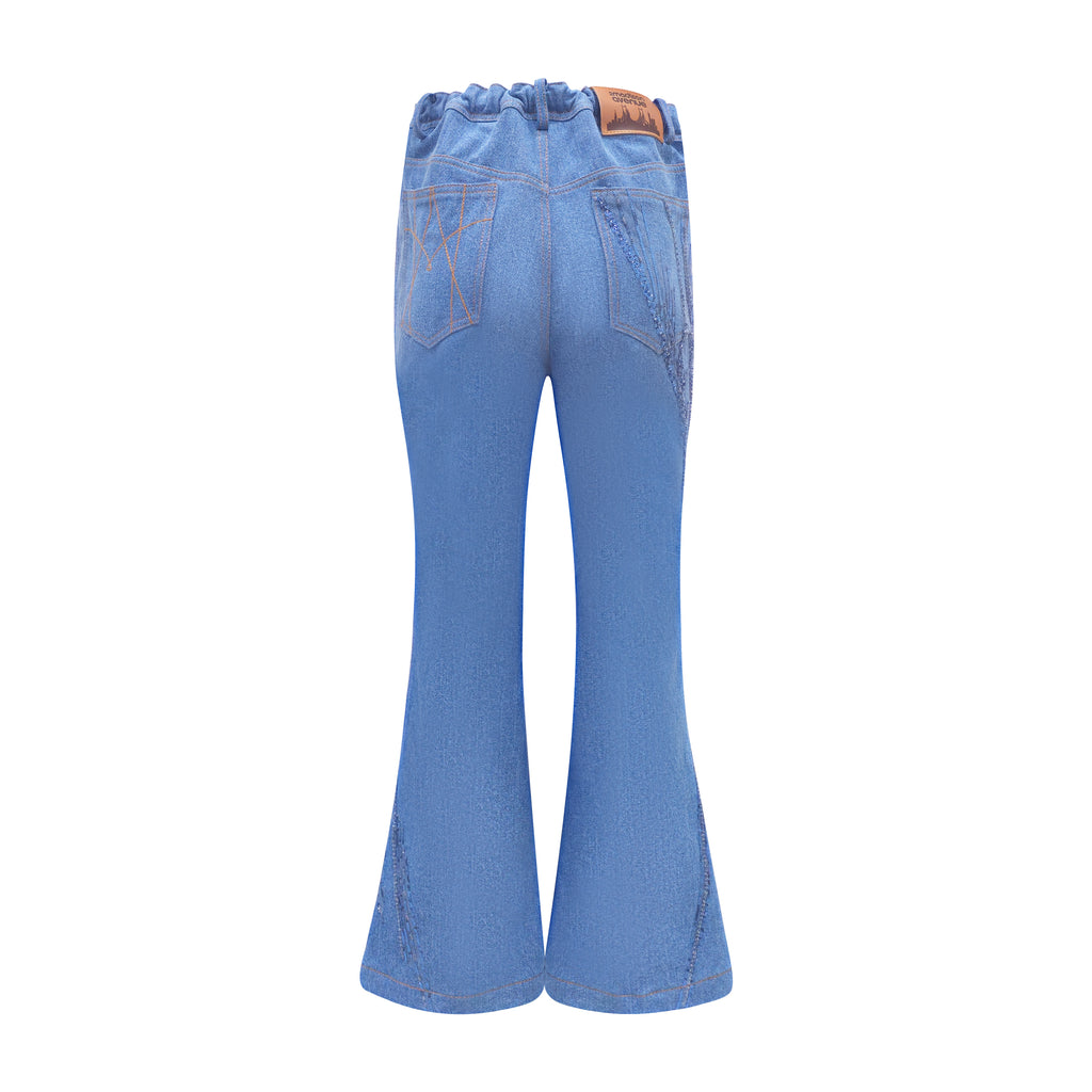 Signature Denim Light Blue bell bottom pant with sequin (7766380183575)