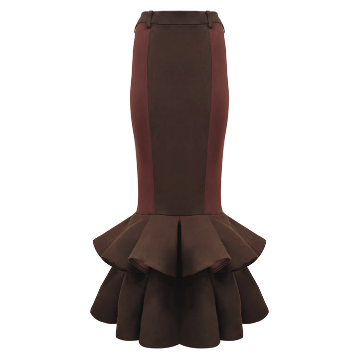Bonita Signature Brown Carrie long skirt with flare - 2MADISONAVENUE.COM