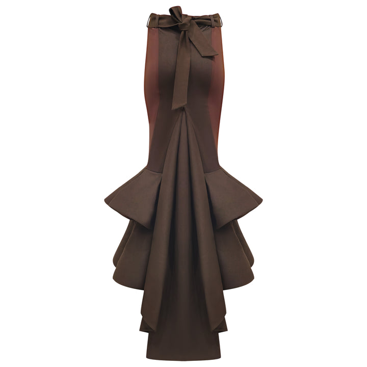 Bonita Signature Brown Carrie long skirt with flare - 2MADISONAVENUE.COM