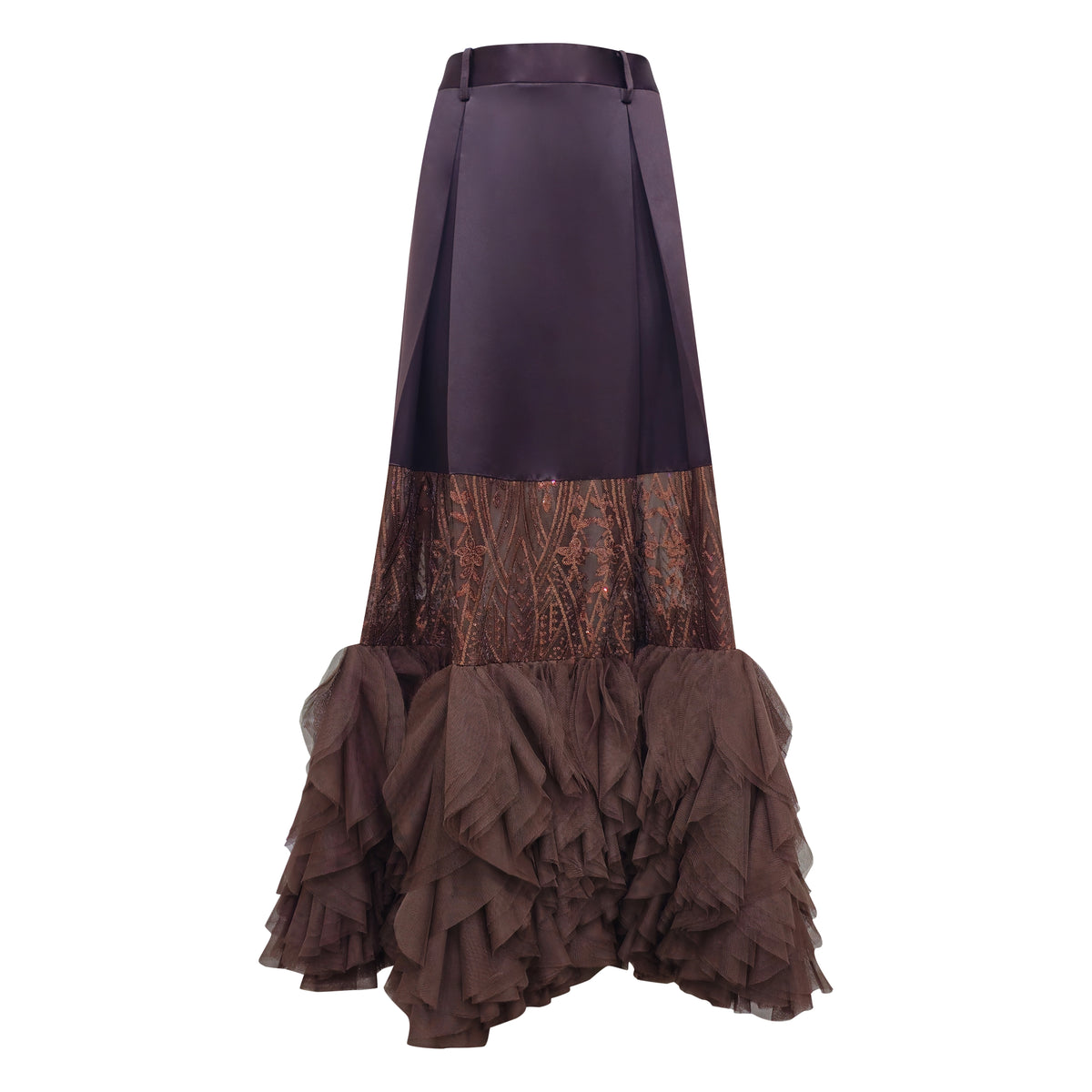 Bonita Signature Brown jennifer long skirt with tulle - 2MADISONAVENUE.COM