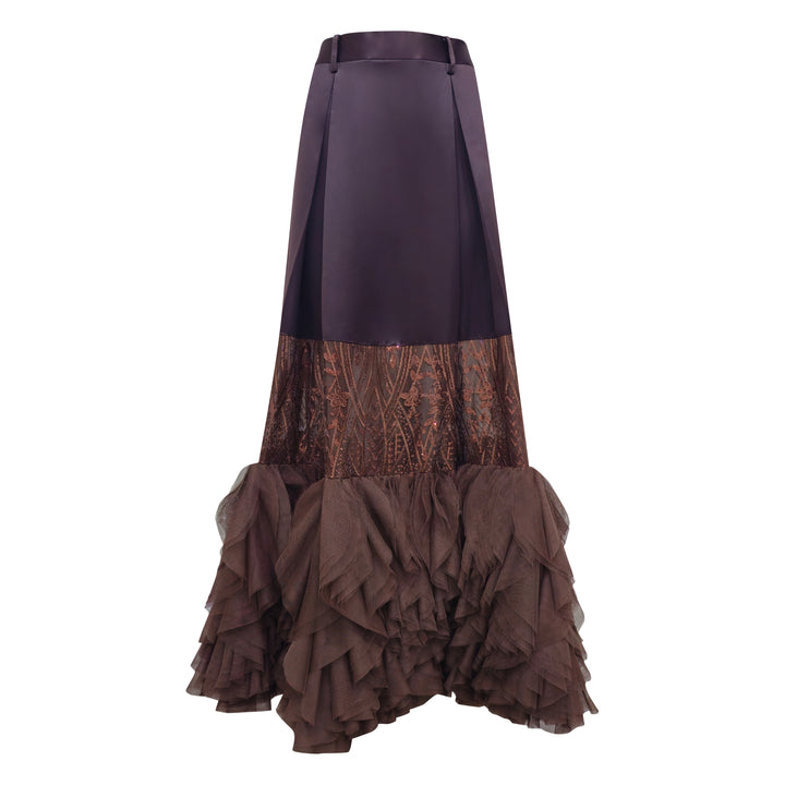 Bonita Signature Brown jennifer long skirt with tulle - 2MADISONAVENUE.COM