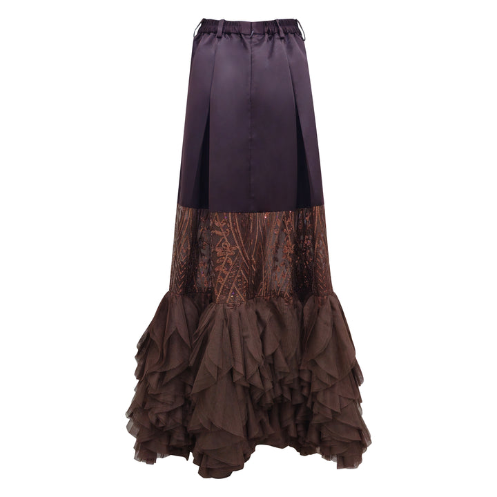 Bonita Signature Brown jennifer long skirt with tulle - 2MADISONAVENUE.COM