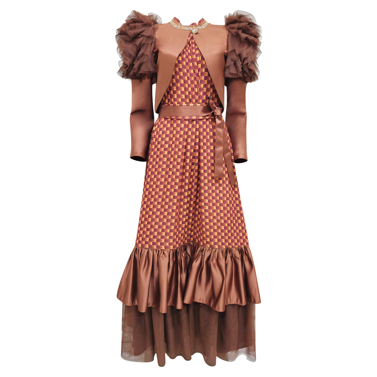 BonitaGo Brown new hasna twin set dress - 2MADISONAVENUE.COM