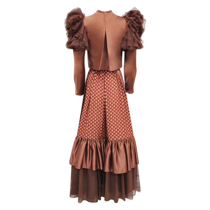 BonitaGo Brown new hasna twin set dress - 2MADISONAVENUE.COM