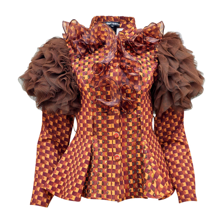BonitaGo Brown new miranda glam tulle top - 2MADISONAVENUE.COM