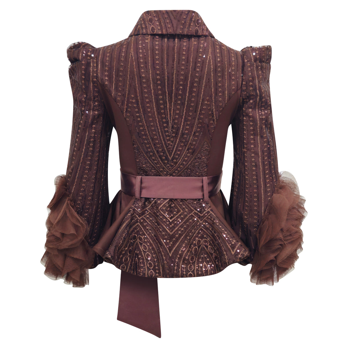 Signature Brown New Miranda top with lace - 2MADISONAVENUE.COM