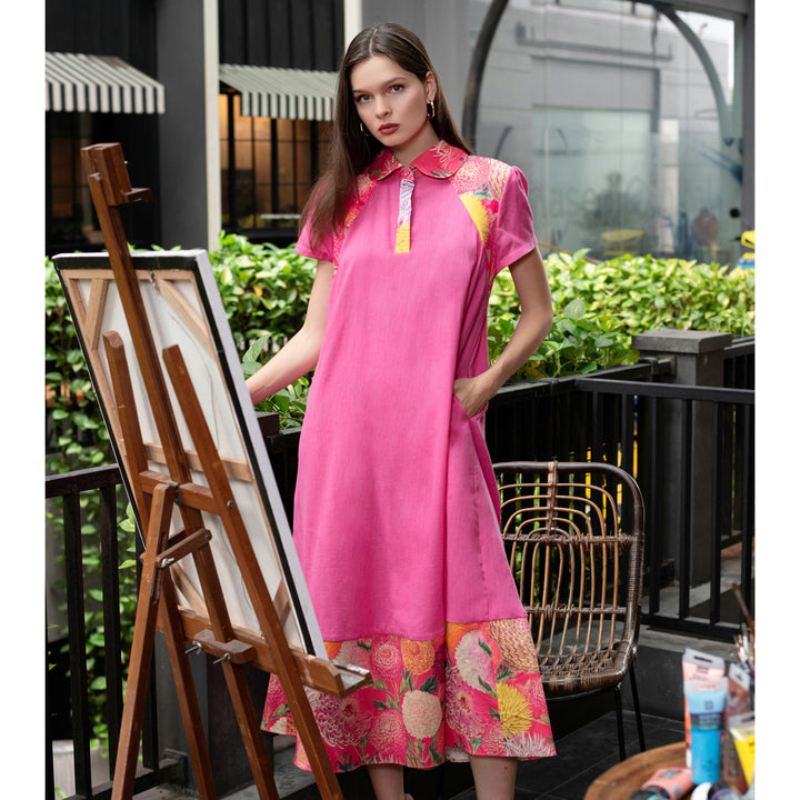 Flower Passion new bright me medium pink dress - 2MADISONAVENUE.COM