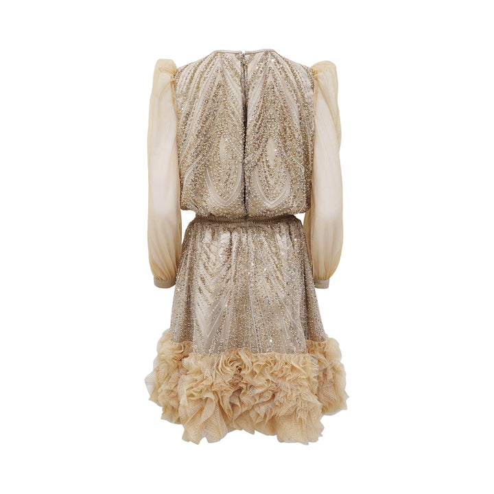 Mi Vida Signature Gold adela lace short dress (7563159109655)