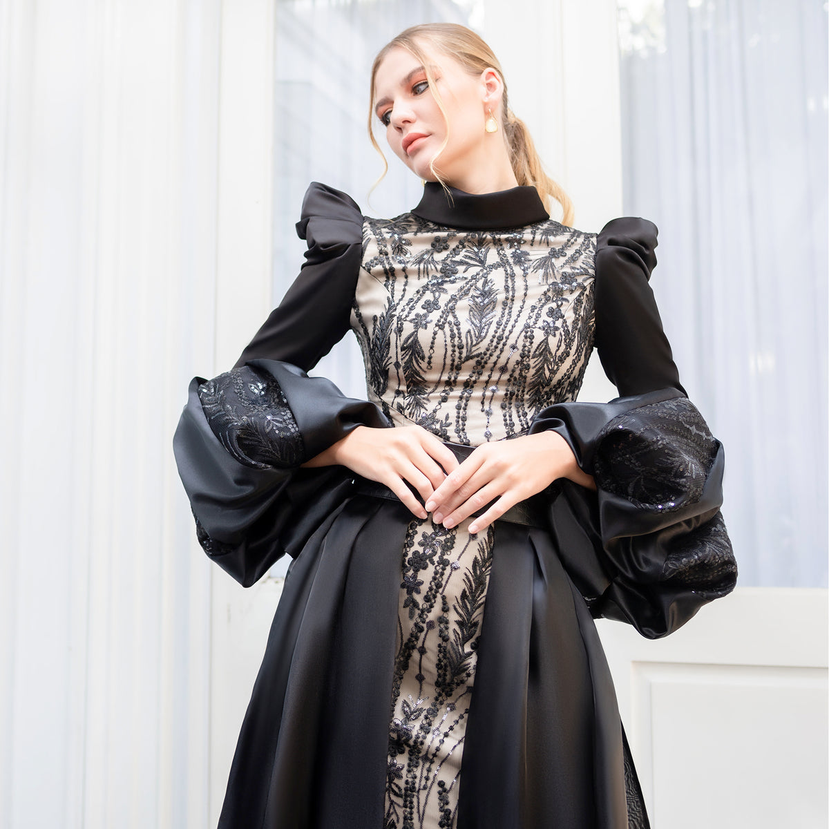 Central Celebration swifty lace long black dress (6978712469527)