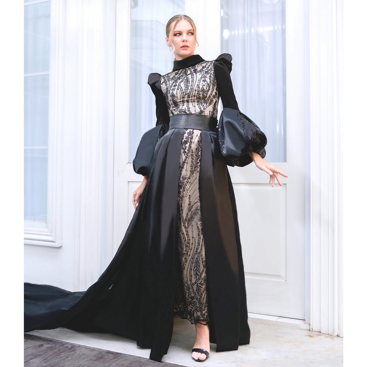 Central Celebration swifty lace long black dress (6978712469527)