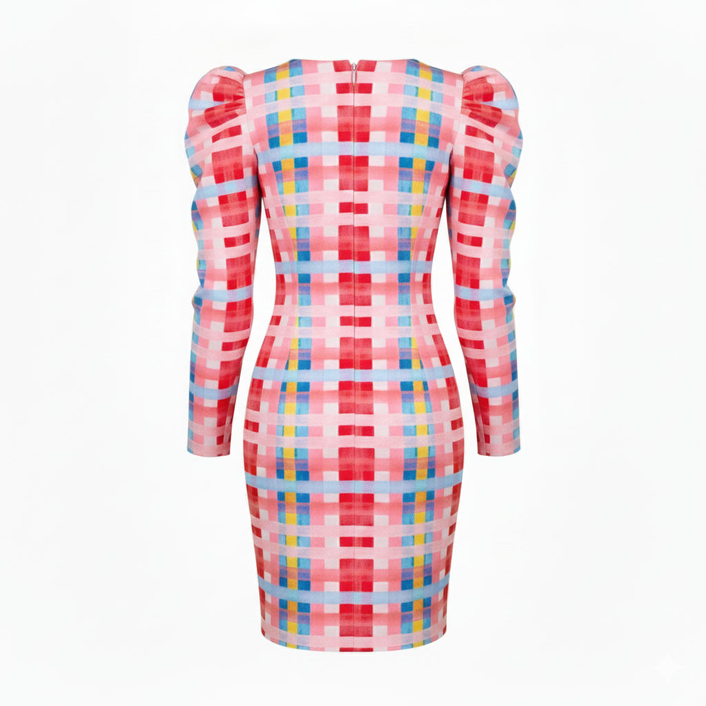 Gingham Passion Sweetheart Medium Pink Dress - 2MADISONAVENUE.COM