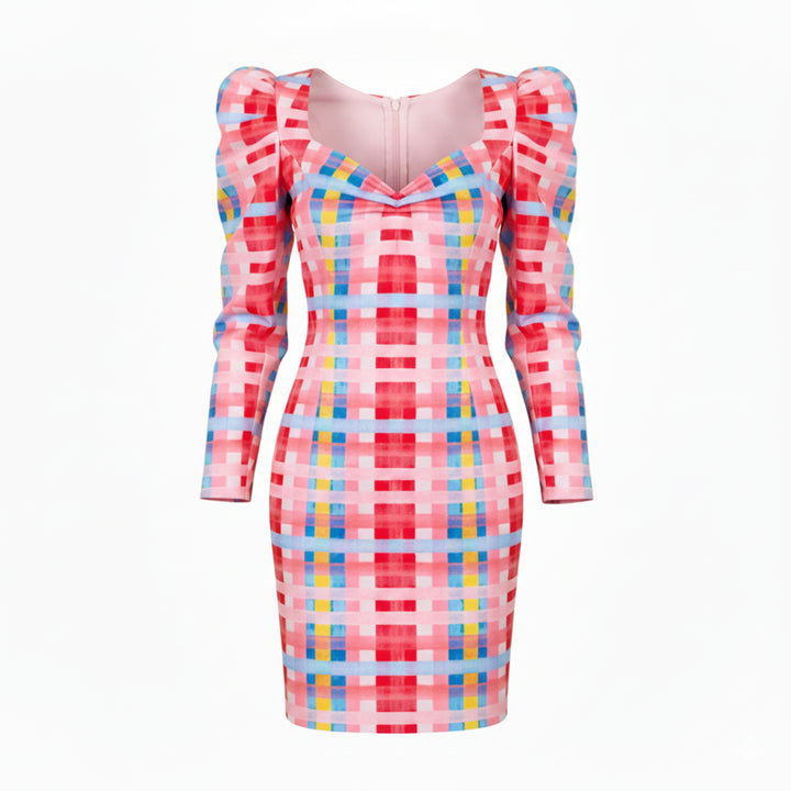 Gingham Passion Sweetheart Medium Pink Dress - 2MADISONAVENUE.COM