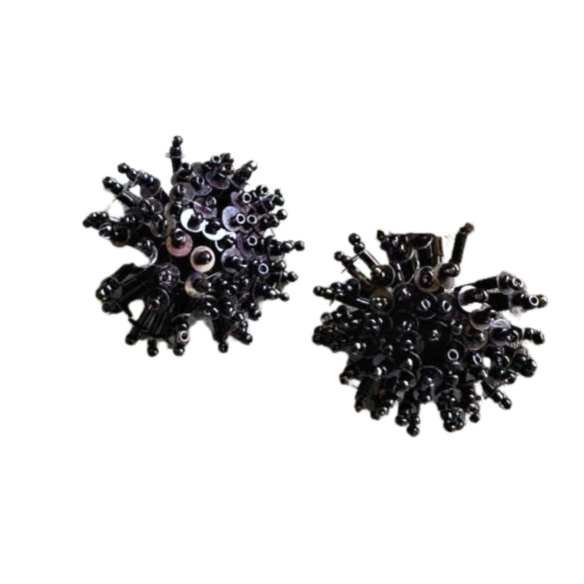 Handmade Flower Earrings - Black