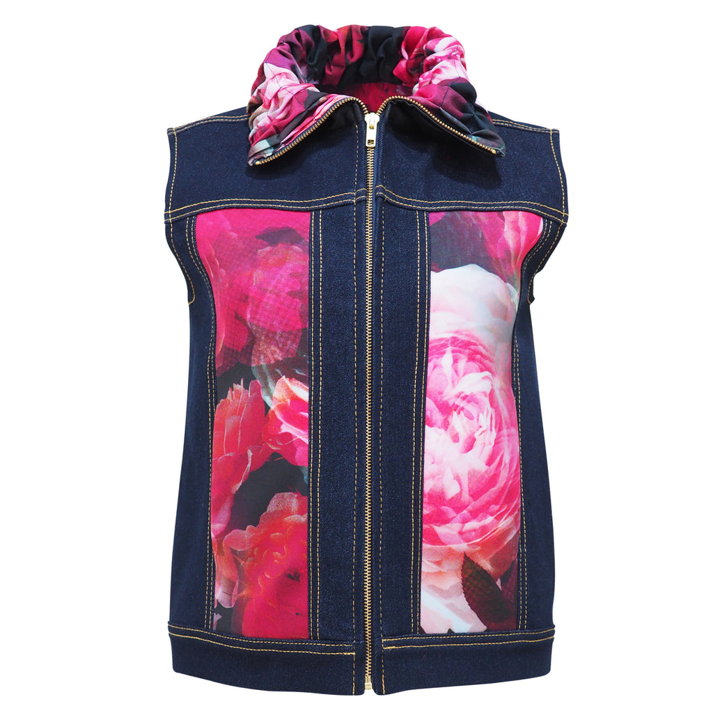 Becoming Night Rose Denim Fancy Vest (6888022147095)