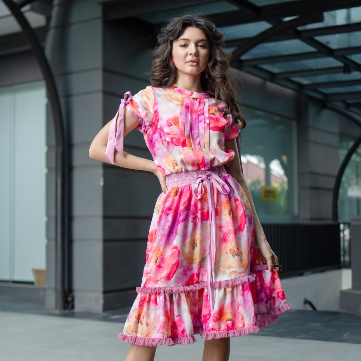 Becoming Morning Rose Caroline Pink Short Dress (6913248559127)