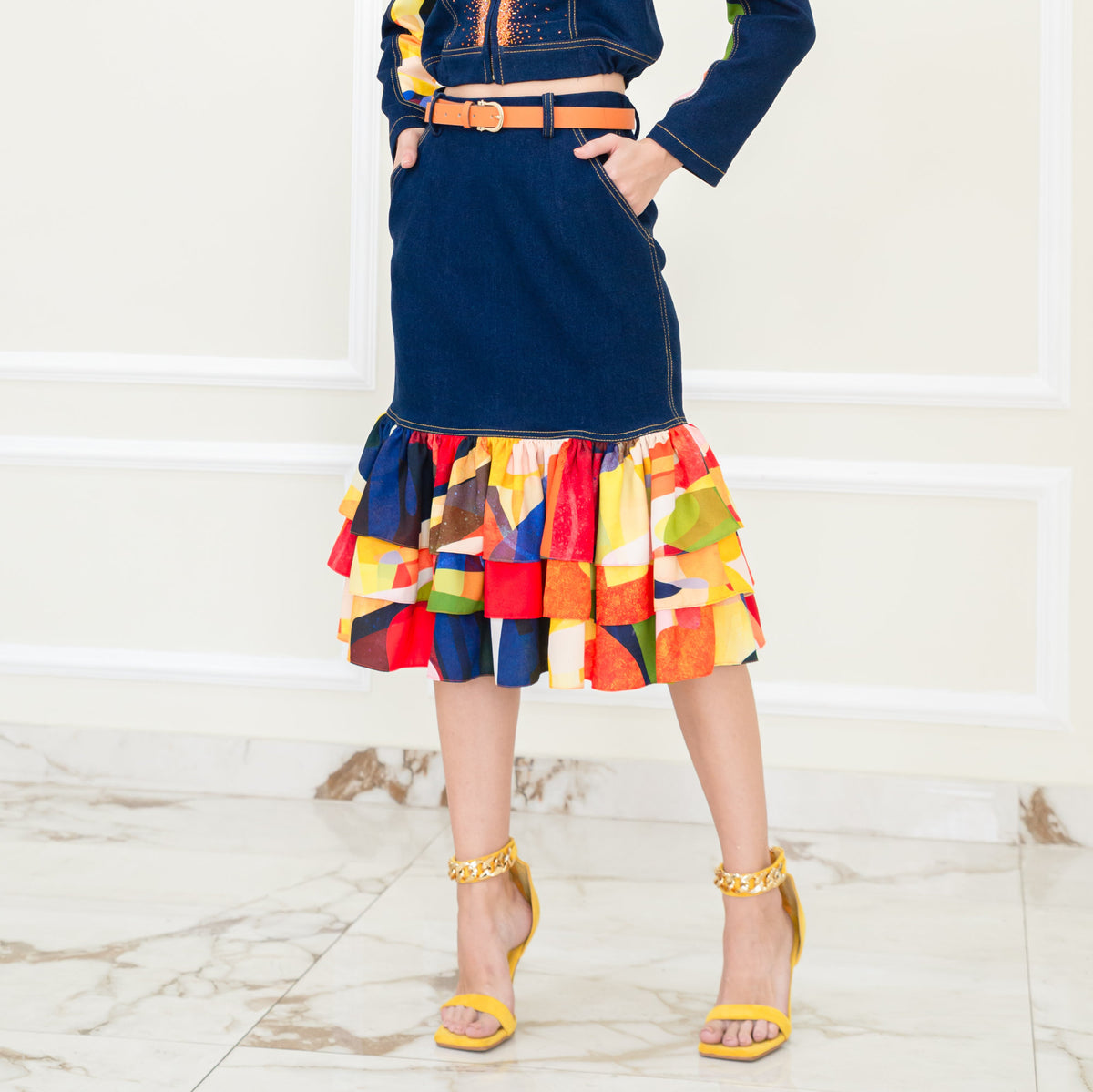 Becoming Abstract Carrie Denim Skirt (6923001561111)