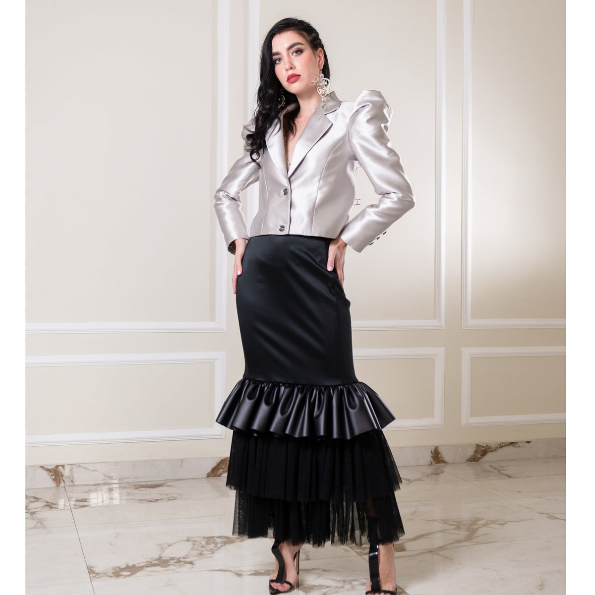 Agnez Cropped Silver Jacket With Floy Crv (6934279356439)