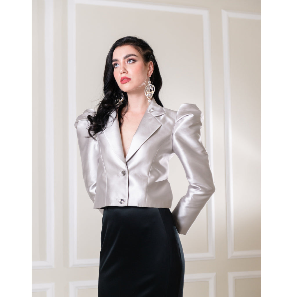 Agnez Cropped Silver Jacket With Floy Crv (6934279356439)