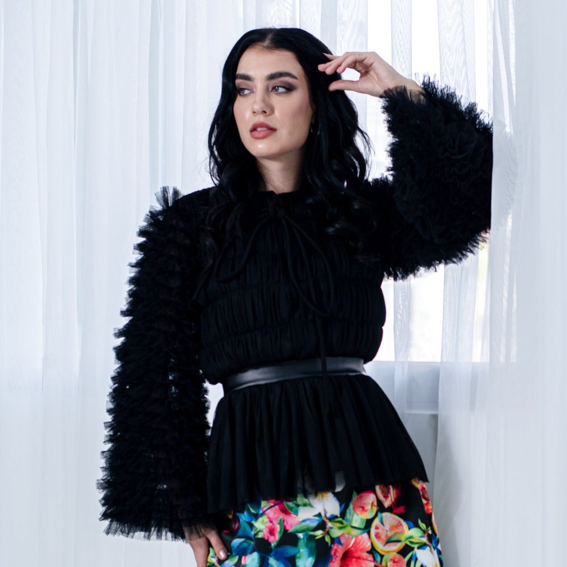 New Royal Tulle Black Top (7285558968343)