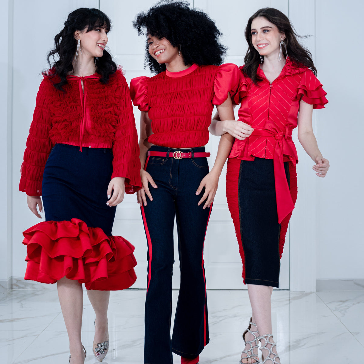 Central Celebration denim gangsta red skirt (7285561131031)