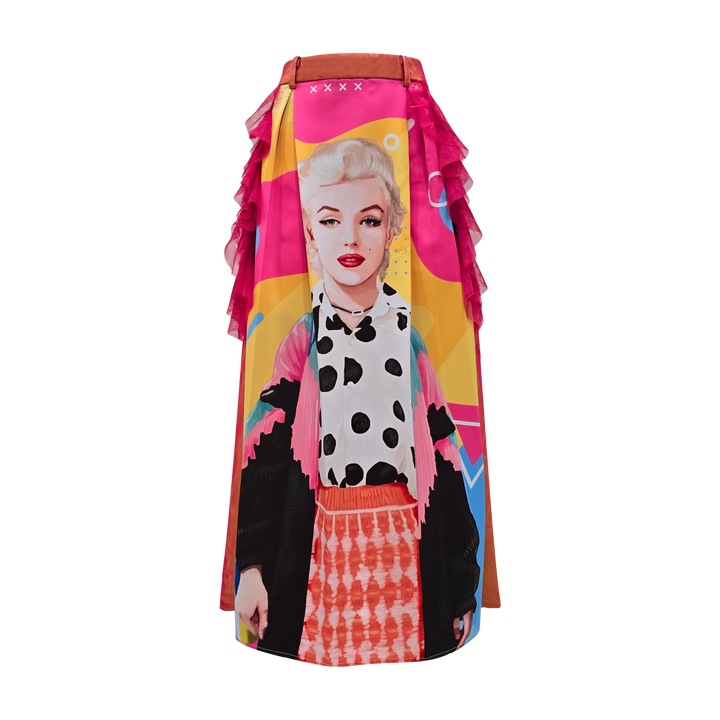 Marilyn Pop Kahlo Fancy Long Ball Skirt (6953014820887)