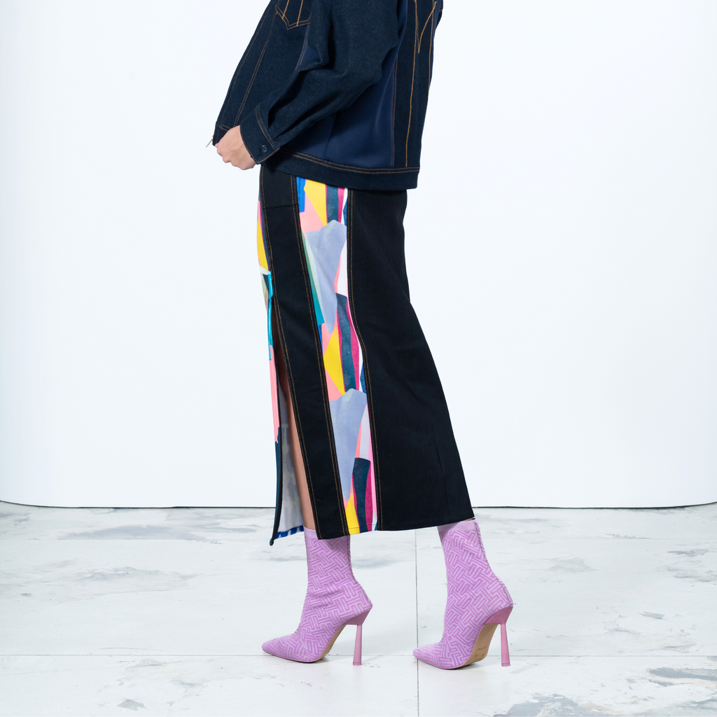 Marilyn Abstract Passion black denim gangsta Skirt (7723328569367)