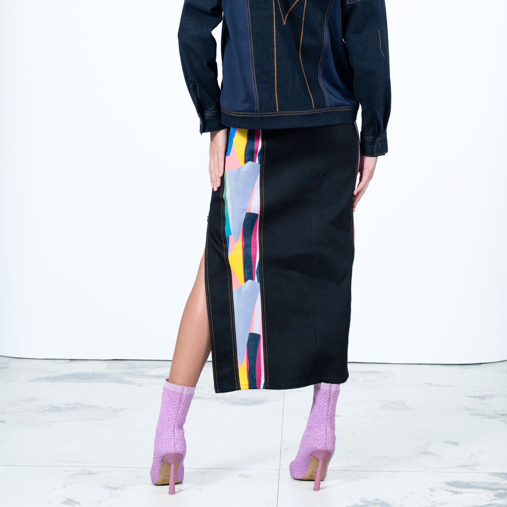 Marilyn Abstract Passion black denim gangsta Skirt (7723328569367)