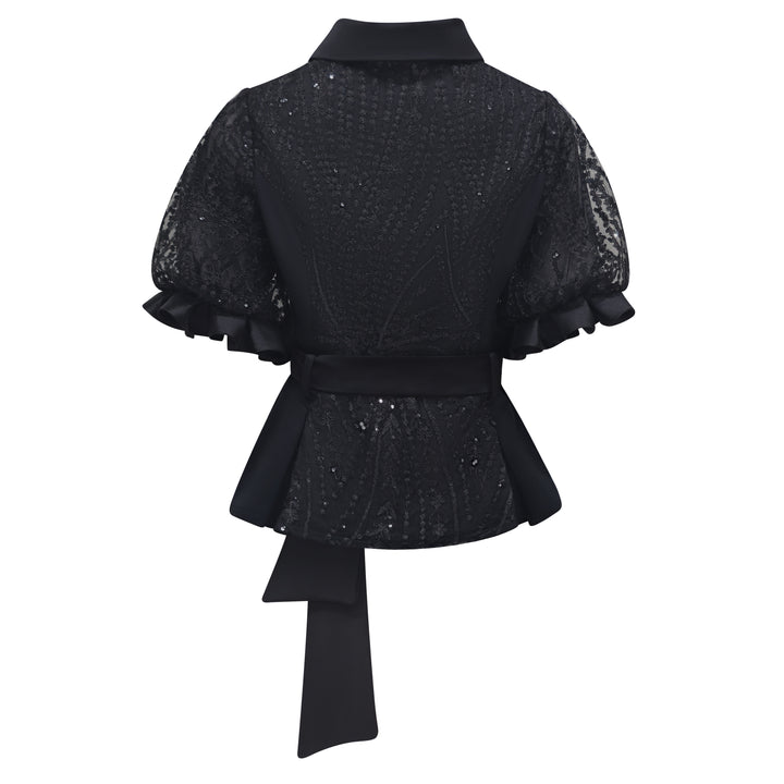 Merindu black lace top - 2MADISONAVENUE.COM