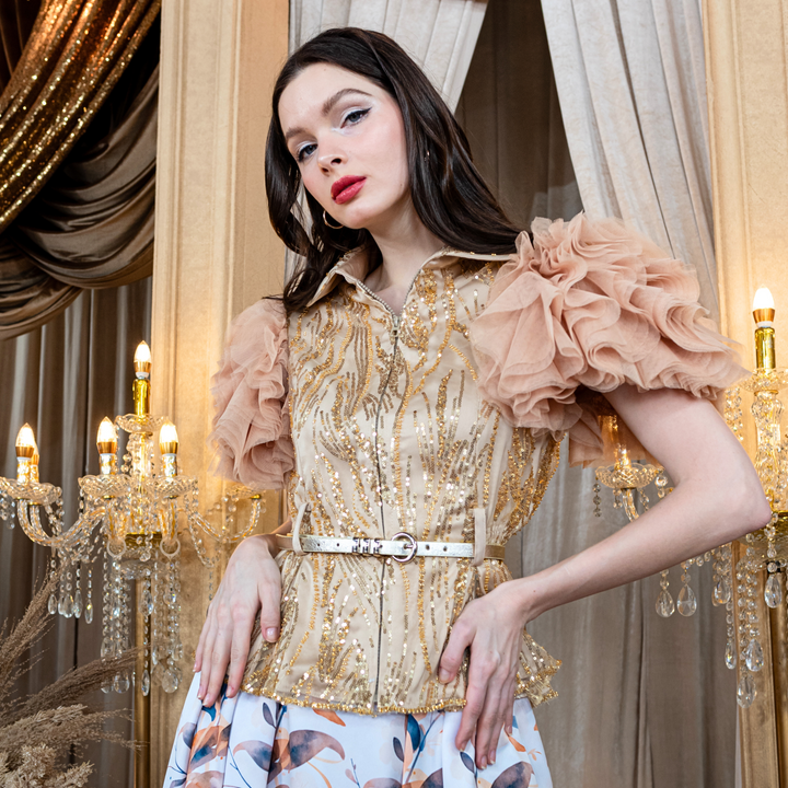 Mi Vida Signature Gold new miranda glam tulle top (7489100808215)
