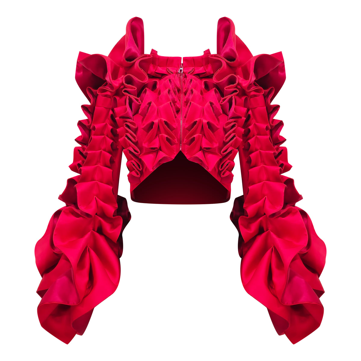 Signature Red destiny ruffle red jacket - 2MADISONAVENUE.COM