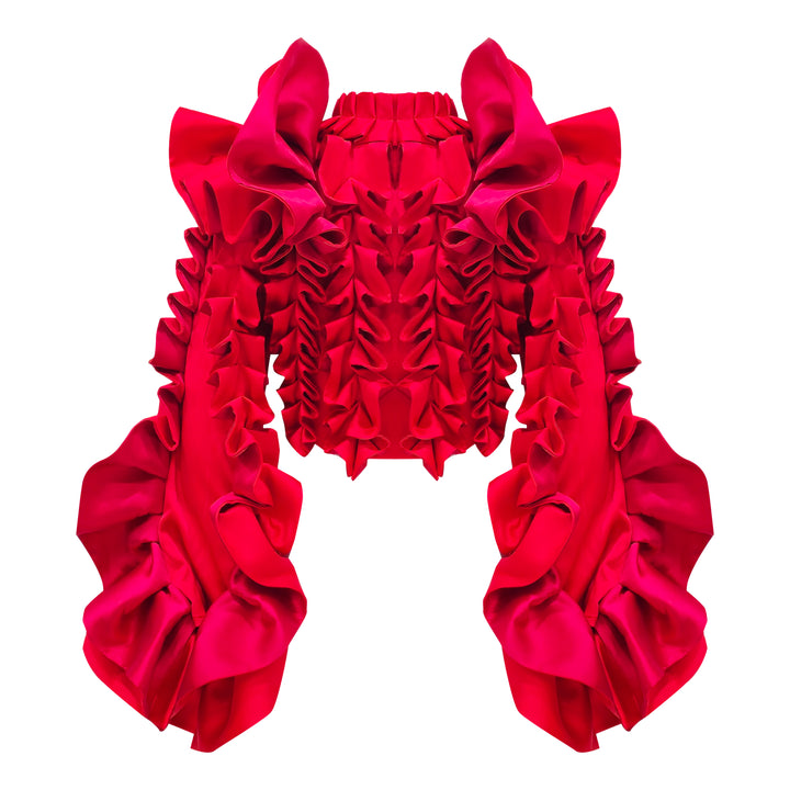 Signature Red destiny ruffle red jacket - 2MADISONAVENUE.COM