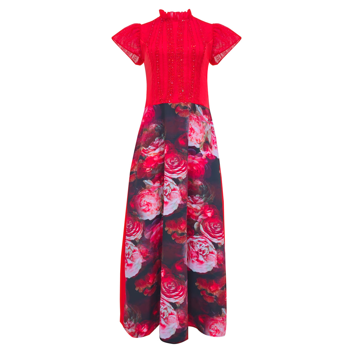 Becoming Night Rose Red Dress with Sequince - 2MADISONAVENUE.COM