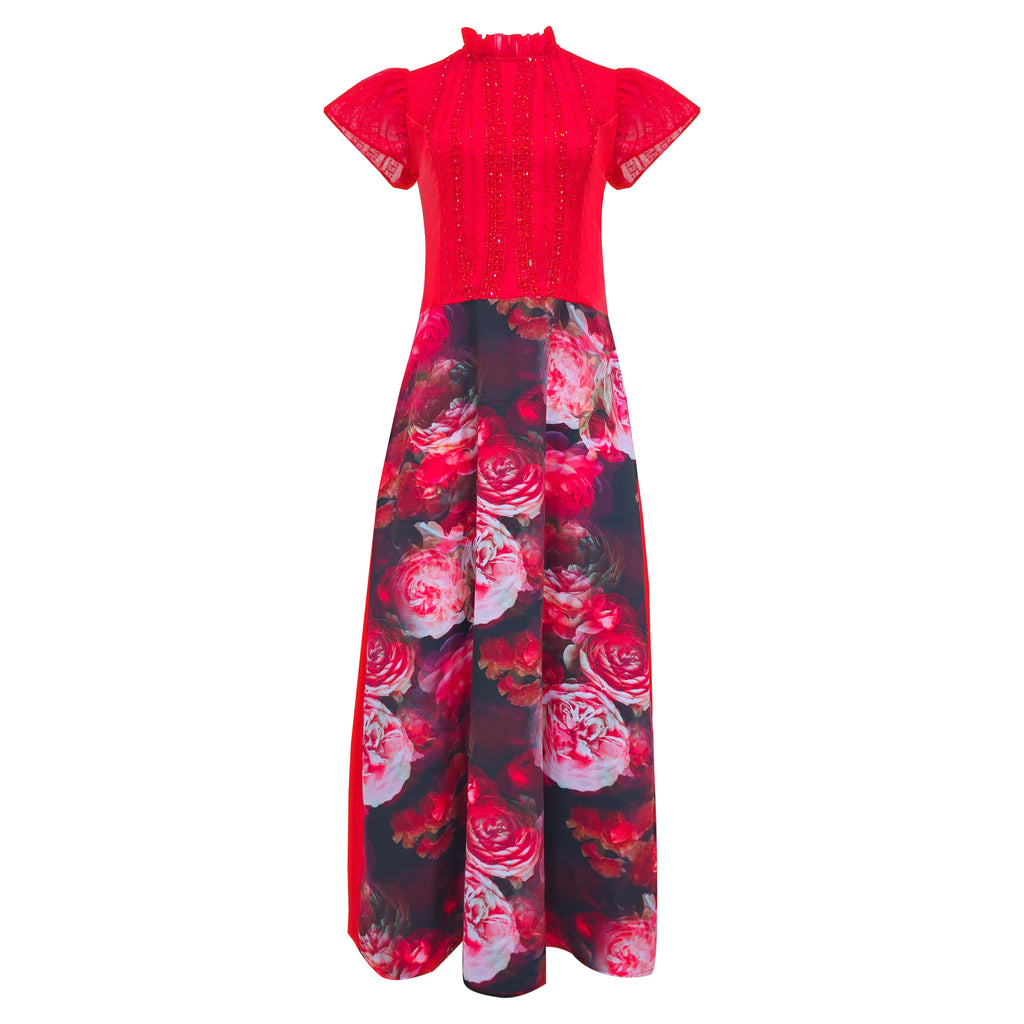Becoming Night Rose Red Dress with Sequince