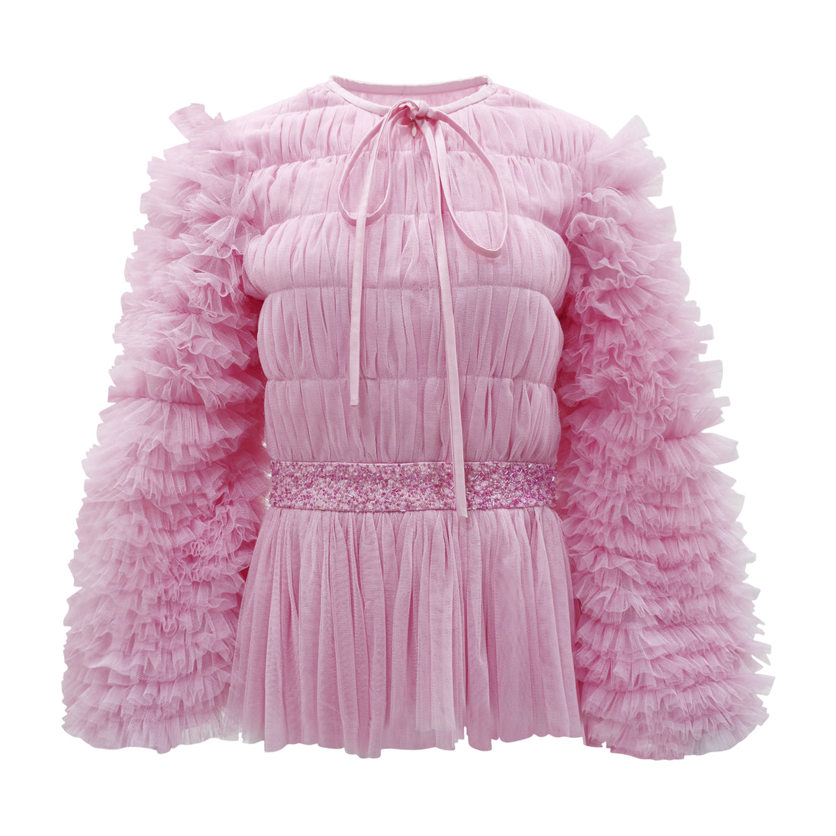New royal tulle baby pink top with sequince (7310159052823)