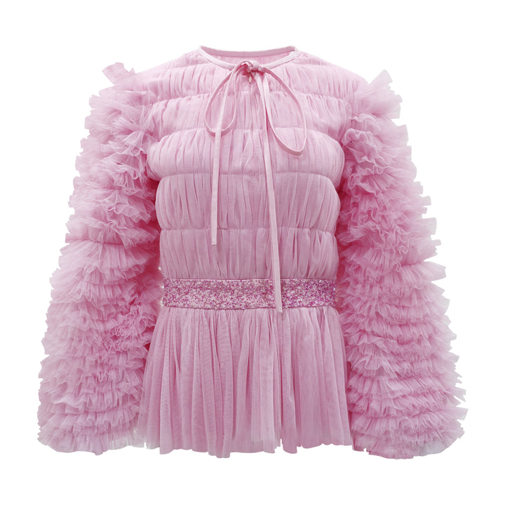 New royal tulle baby pink top with sequince (7310159052823)