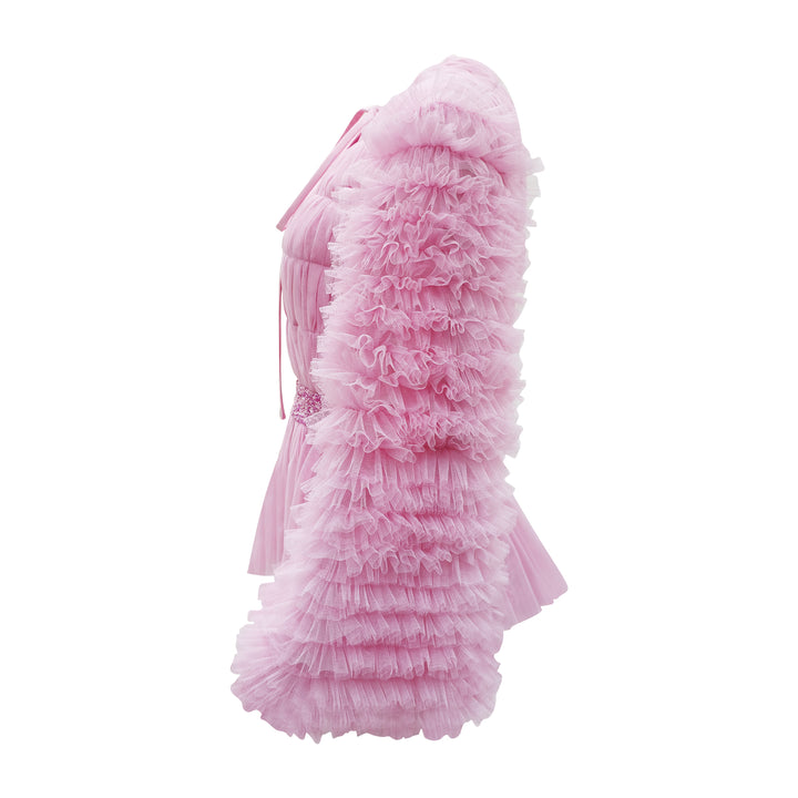 New royal tulle baby pink top with sequince (7310159052823)