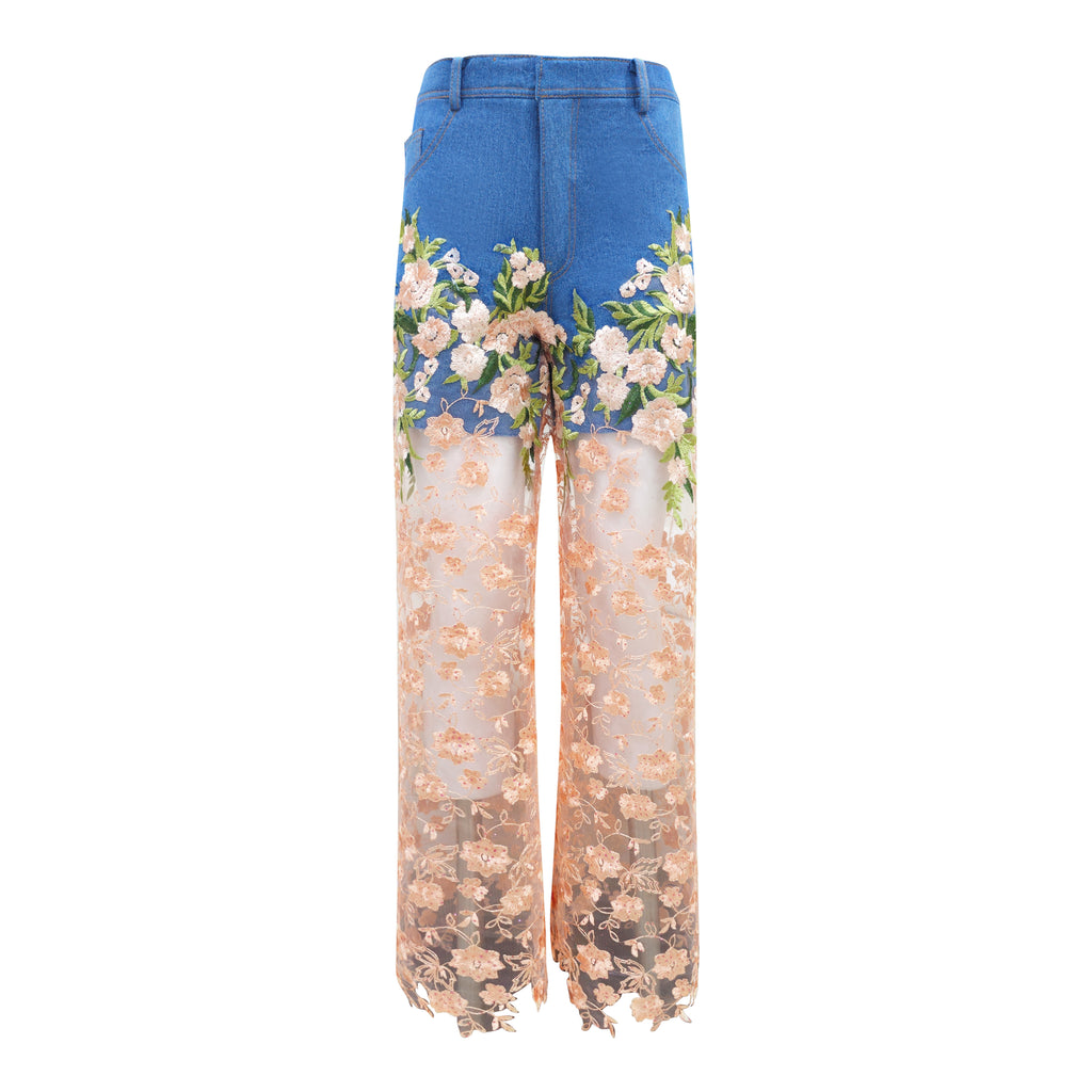 Signature denim fancy cullote pant with salmon lace #2 (8006668812311)