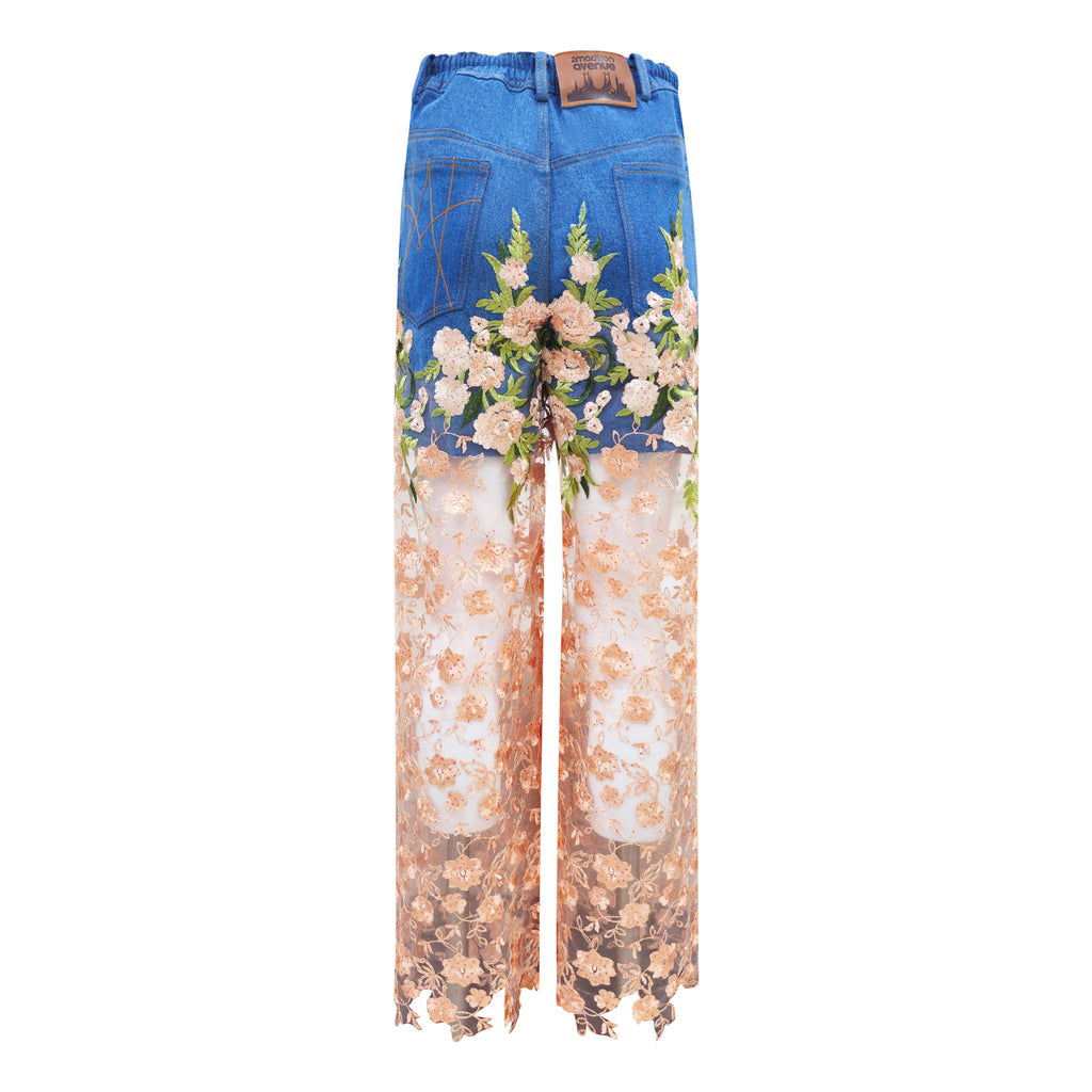 Signature denim fancy cullote pant with salmon lace #2 (8006668812311)