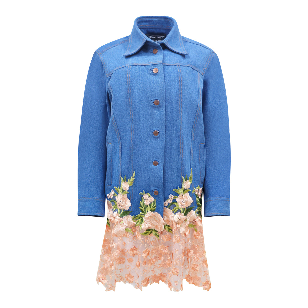 Signature Denim fancy jacket with salmon lace #1 - 2MADISONAVENUE.COM