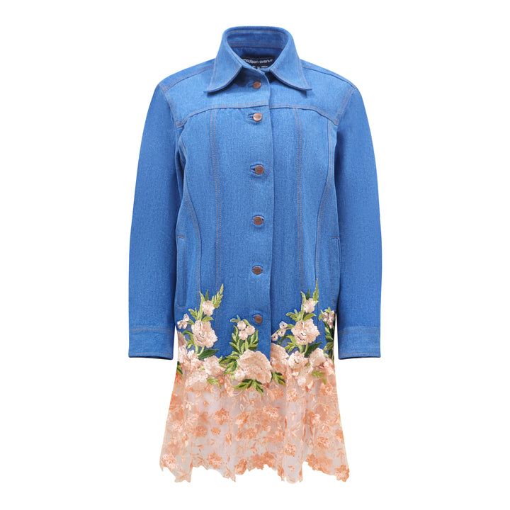Signature Denim fancy jacket with salmon lace #1 - 2MADISONAVENUE.COM