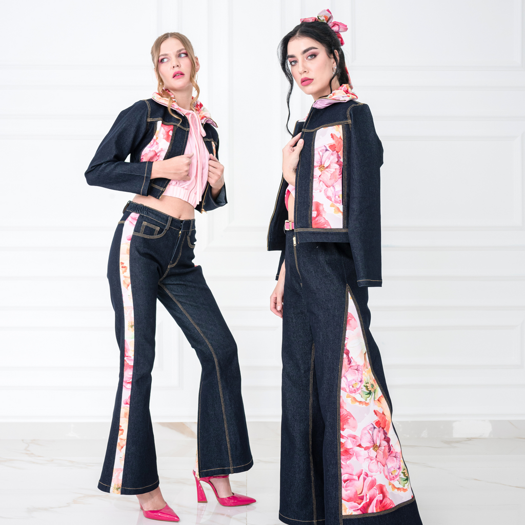 Pink Presley cropped denim jacket (7471649030167)