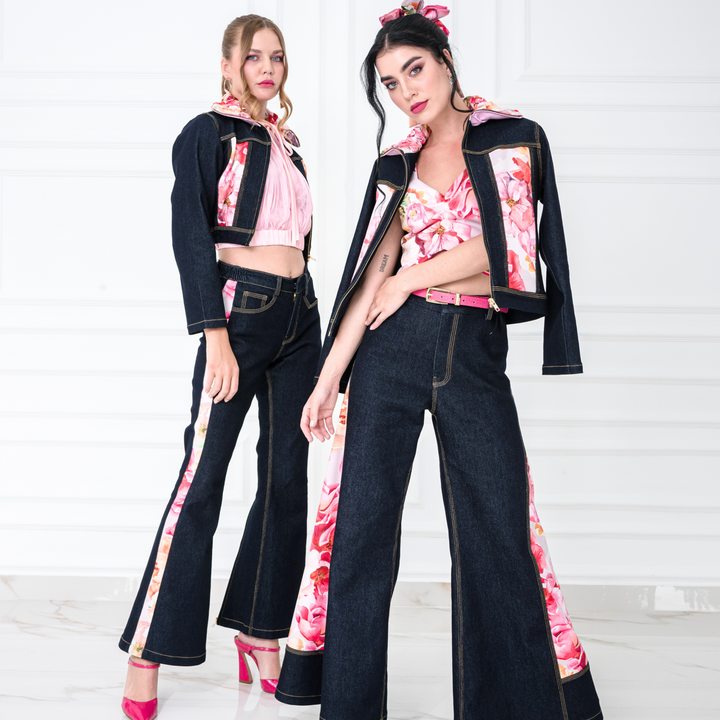 Pink Presley cropped denim jacket (7471649030167)