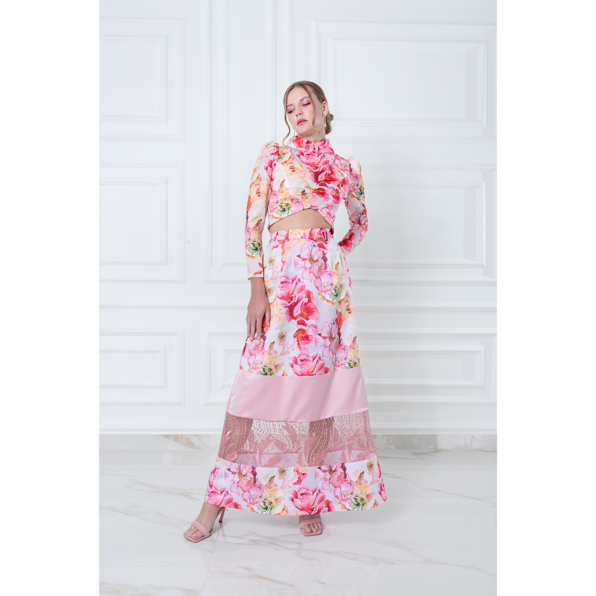 Pink Presley jennifer pink long skirt (7471656992791)